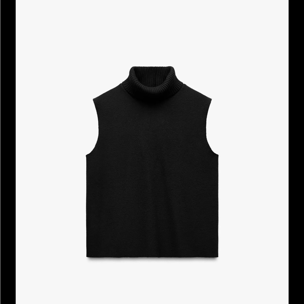 Men's Black Sleeveless Turtleneck Sweater